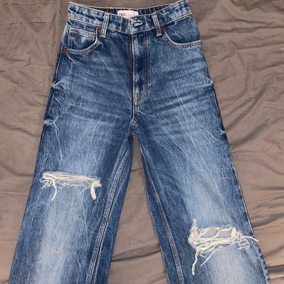 Zara Ripped Wide Leg Jeans - Picture 2 of 6